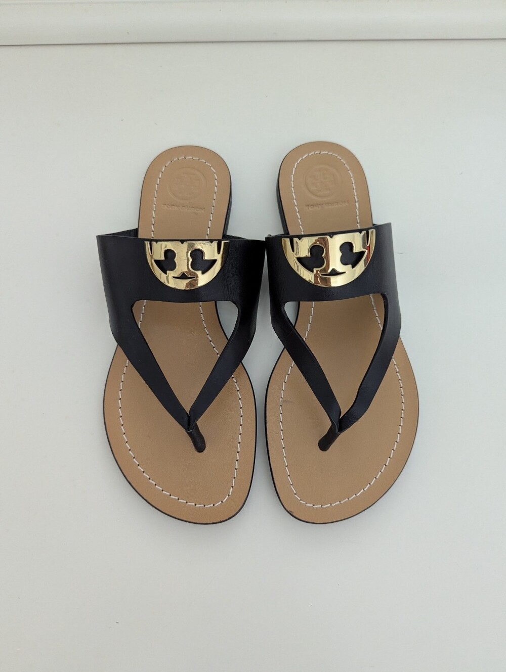 GUC! Tory Burch Sidney Sandal In Black Antanado Leather Size 6.5